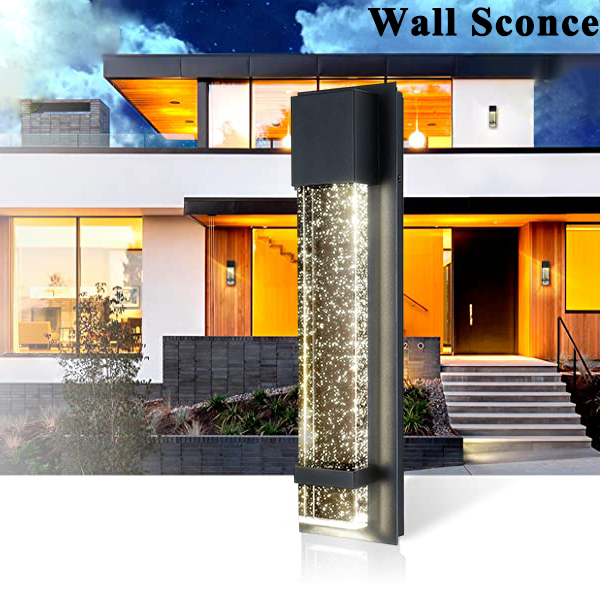 Modern LED  Outdoor Wall  Sconce with Crystal Glass Exterior Porch Entryway Light 3CCT (PVWD-08)